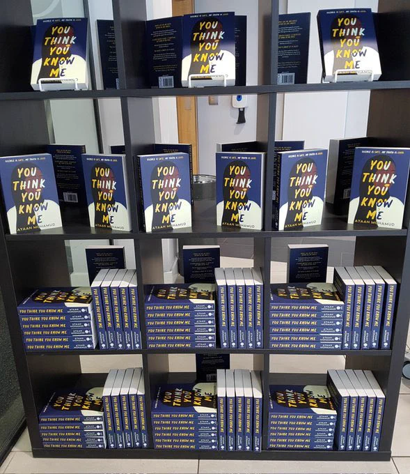 World book night display with copies of you think you know me by ayaan mohamud