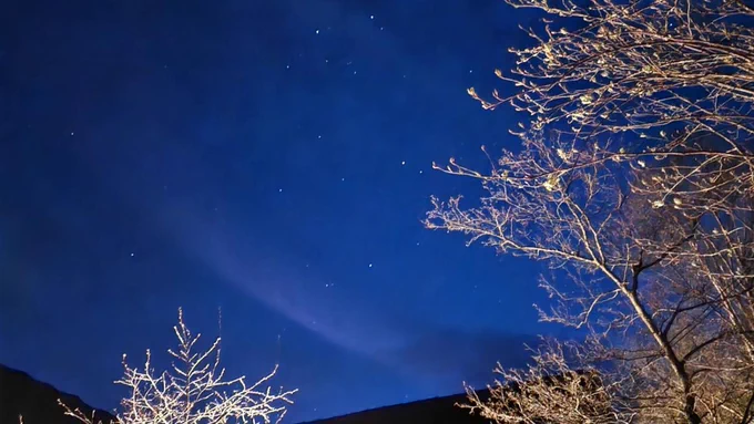 Stars in the night sky over YHA Helvellyn.