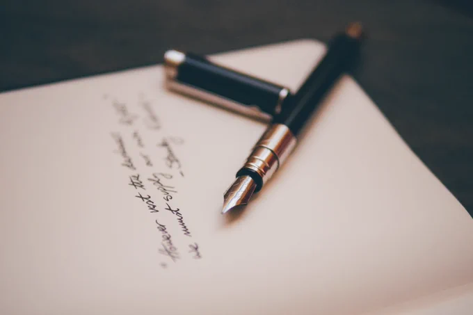 Fountain pen on notebook