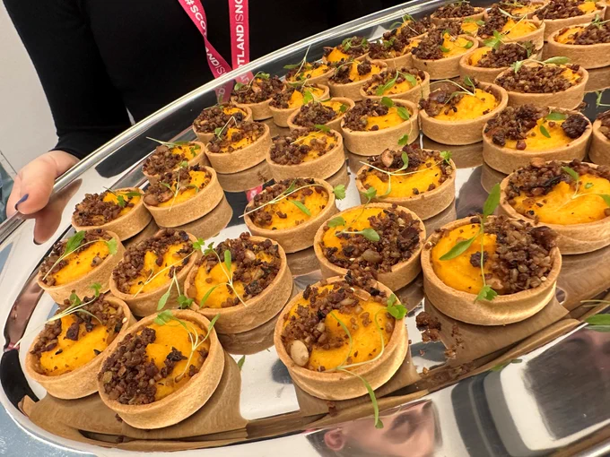 A photograph of prepared canapes on a tray