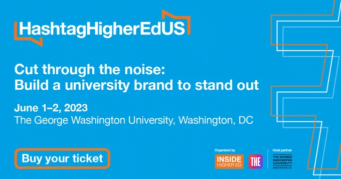 Times Higher Education HashtagHigherEd US event social card with event theme, date and location attached.