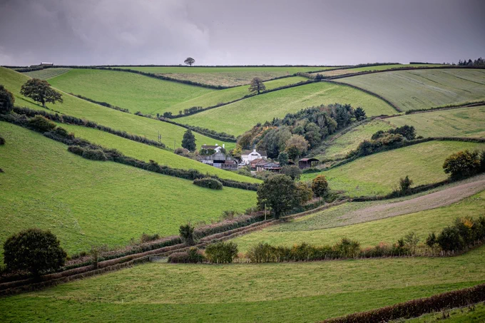 A view from the hill at West Town Farm by Colin Winstanley