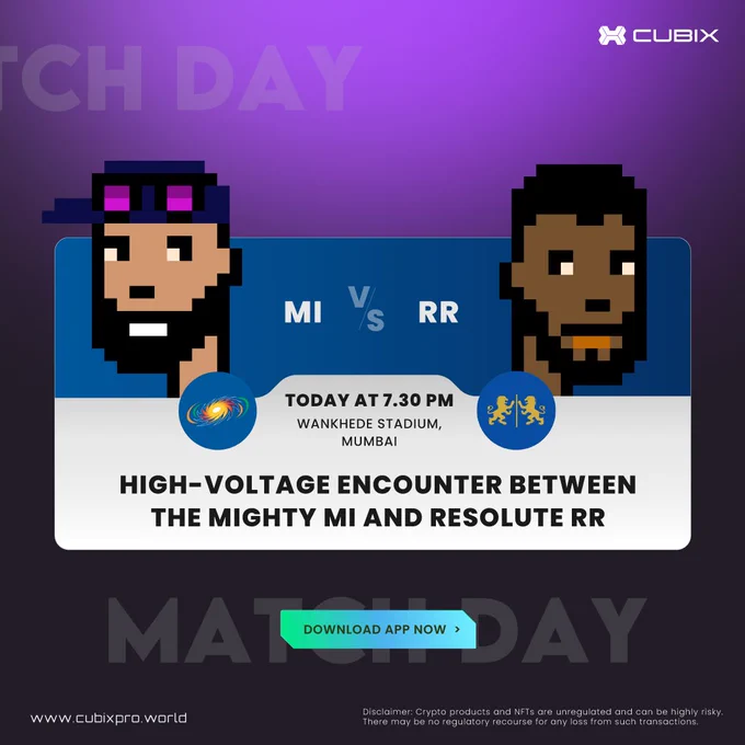 🏟️ Mumbai (#MI) vs Rajasthan (#RR) at Mumbai. Mumbai is a tough team to beat at home, but Rajasthan won't go down without a fight. Use Cubix Fantasy to strategize and come out on top! 

Use Cubix Fantasy: https://bit.ly/cubixfantasysports 

#MIvsRR #CubixFantasy #MIvsRR #Cricket #fantasyplayers #Createteam #Dreamteam #Selectcaptain #Mumbai #MatchDay2023