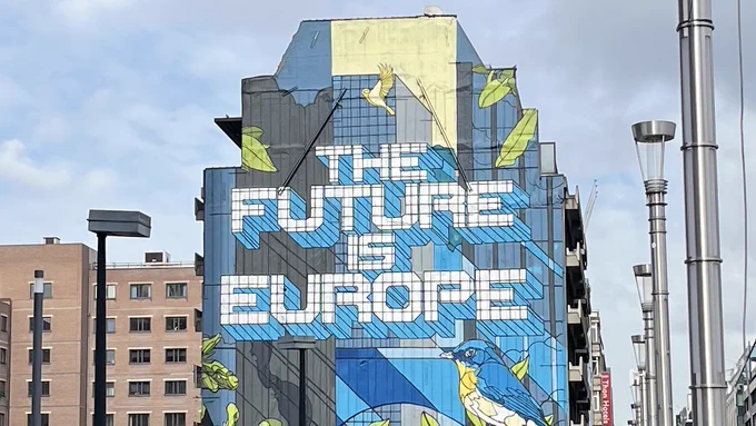 'The Future is Europe' Mural by Belgian artist NovaDead in the EU quarter in Brussels