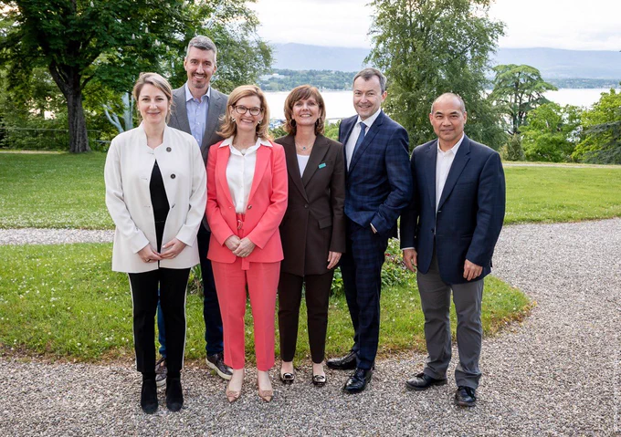 Group photo with the myself, Swiss Ambassador and the ITU and UNICEF Giga teams