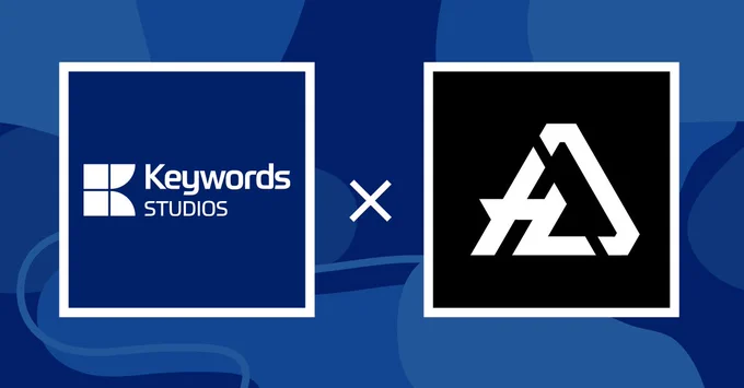 Graphic showing the two company logos - Keywords Studios on the left and Hardsuit Labs on the right.