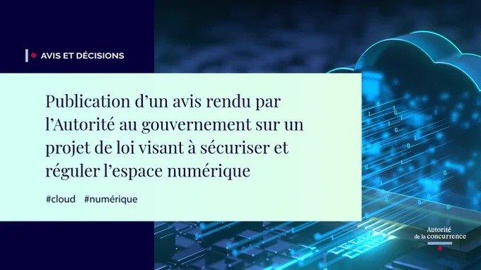 publication d'un avis rendu par l'autorité au gouvernement sur un projet de loi visant à sécuriser et réguler l'espace numérique