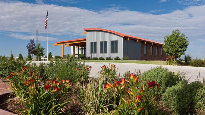 Business building and landscaping