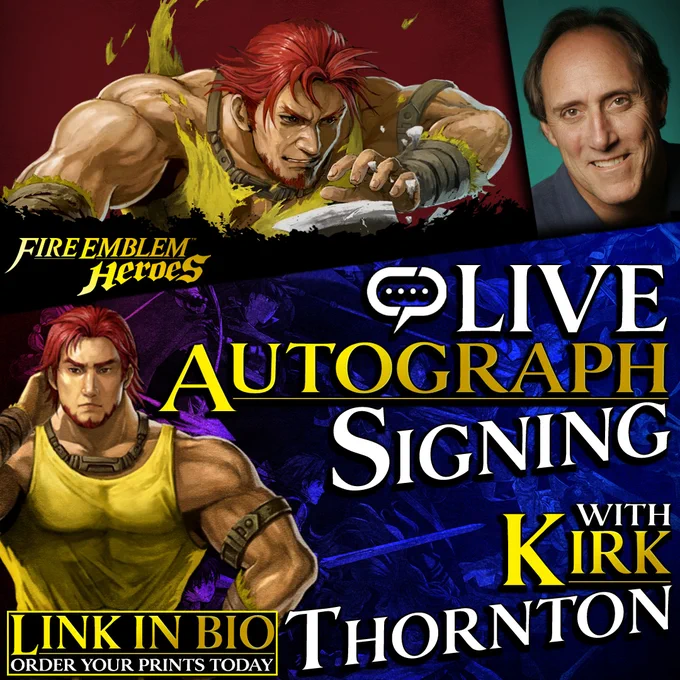 Hey everyone, I’m doing a LIVE autograph signing! Check out streamily.com/kirkthornton or go to the link in my bio to grab your prints, and I’ll sign them and send them right to you! See you soon! #FireEmblemHeroes #FireEmblem #FE #FEH #Yenfay #Dorcas #ShadowtheHedgeme#Streamily #Autographs #WeDeliverJoy