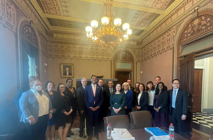 USAging CEO Sandy Markwood and Act on RAISE partners with Secretary Xavier Becerra, leaders from the U.S. Department of Health and Human Services and members of the White House Domestic Policy Council.