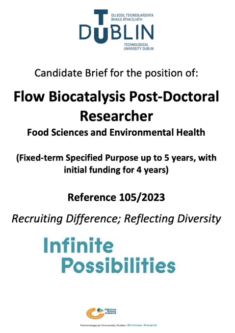 First page of a job advertisement for a Post Doctoral position in Flow Biocatalysis
