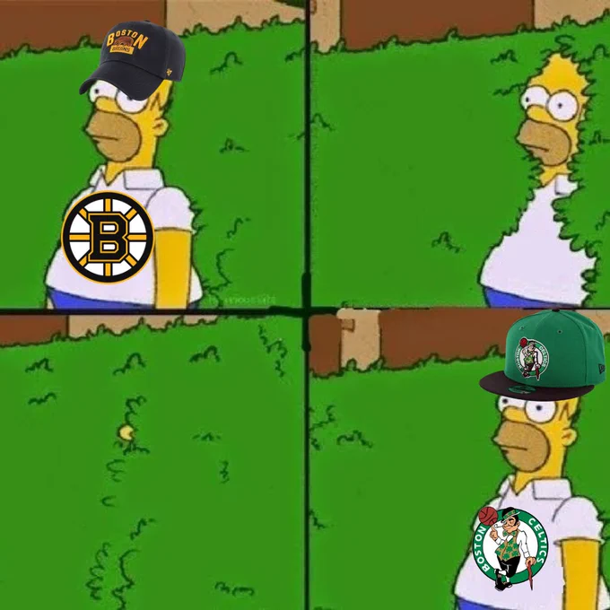 Homer Simpson changing from a Boston Bruins fan to a Boston Celtics fan