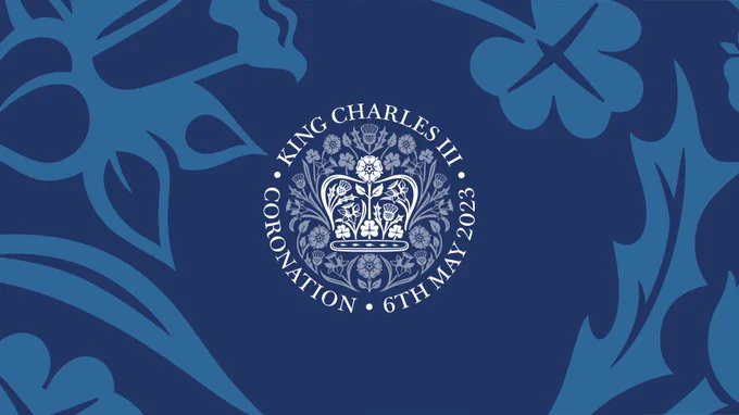 A graphic advertising the Coronation of King Charles III on 6 May 2023