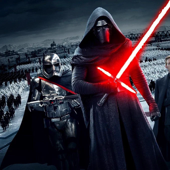 Szene  aus einem Starwars Film, zeigt Bösewichte der First Order