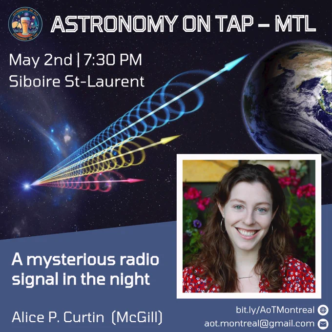Speaker for poster for Astronomy on Tap Montreal: Alice Curtin