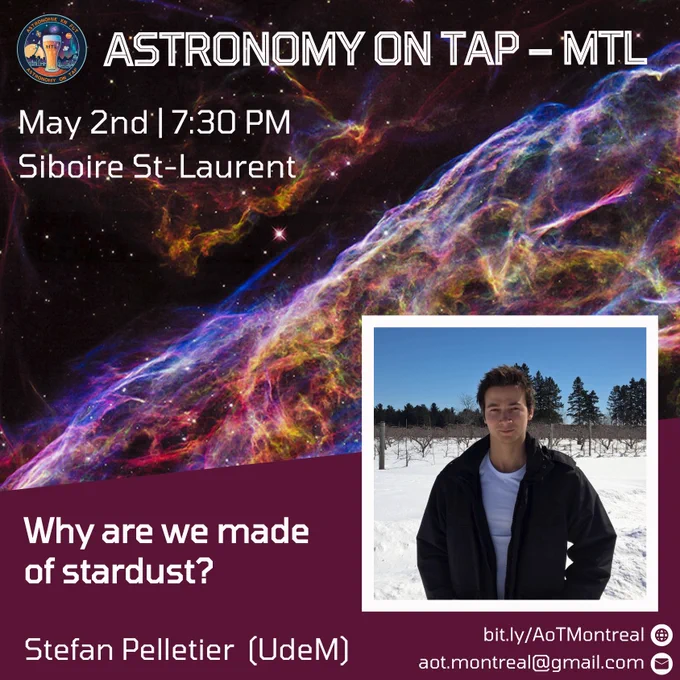 Speaker for poster for Astronomy on Tap Montreal: Stefan Pelletier