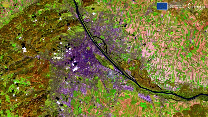 Satellite image of Vienna, Austria