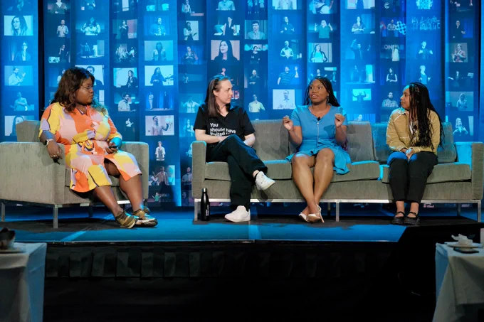 Candi Williams, Sarah Winters, Malaika Carpenter, and Brittney Dunkins on the Confab stage.