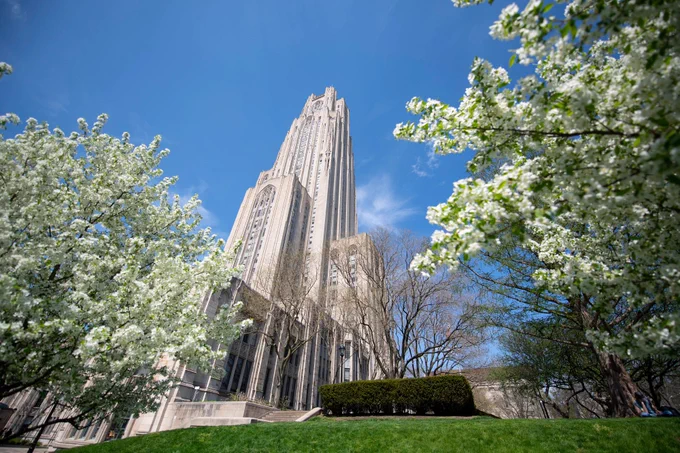 Cathedral of Learning in the spring