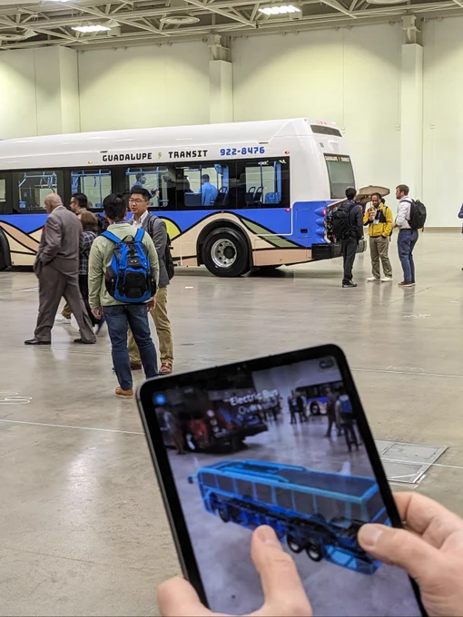 Xpan demonstrates Augmented Reality Bus simulation at APTA Mobility Conference.