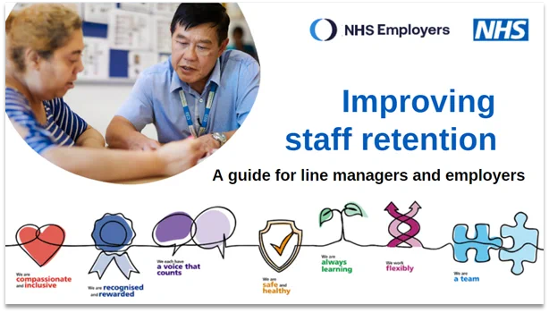 Improving staff retention: A guide for line managers and employers. Twitter card contains all seven people promise icons.