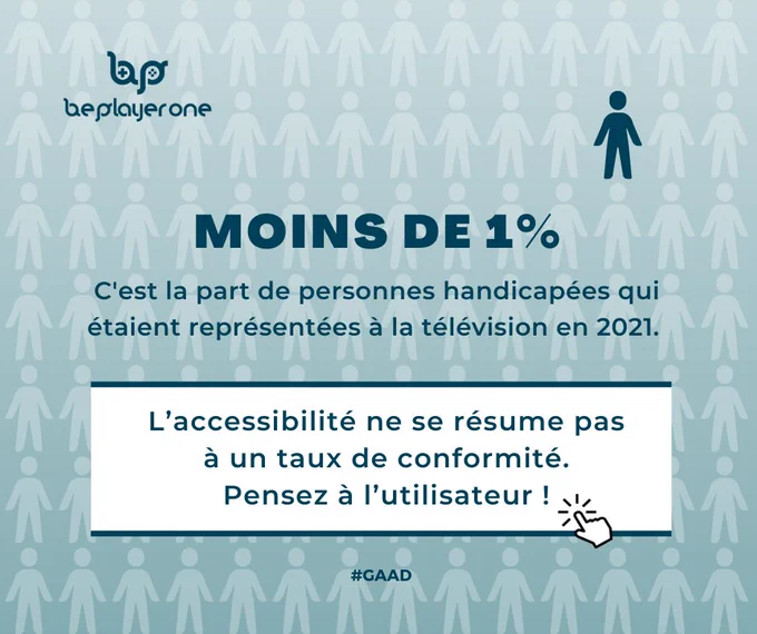 Moins de 1% : c'est la part de personnes handicapées qui étaient représentées à la télévision en 2021. L'accessibilité ne se résume pas à un taux de conformité. Pensez à l'utilisateur !