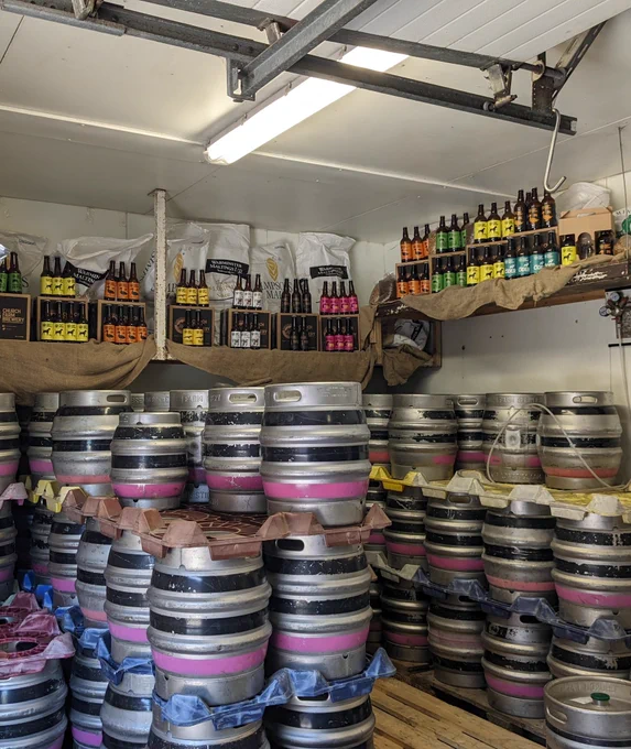 The room that stores and chills the handmade beer 