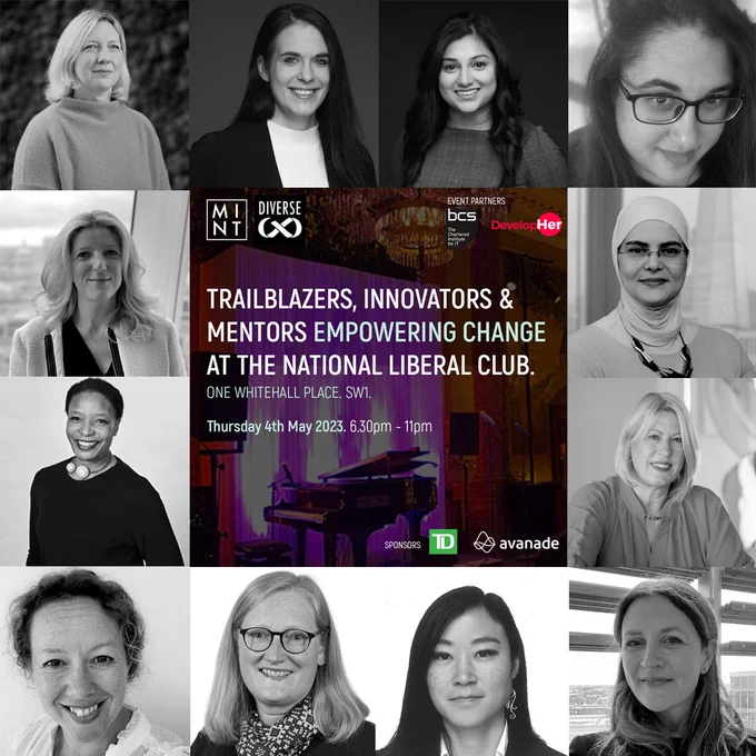 Trailblazers Innovaters and Mentors event profiles https://www.eventbrite.co.uk/e/mint-network-diverse-cxo-at-the-national-liberal-club-tickets-604947222427?aff=DevelopHer 