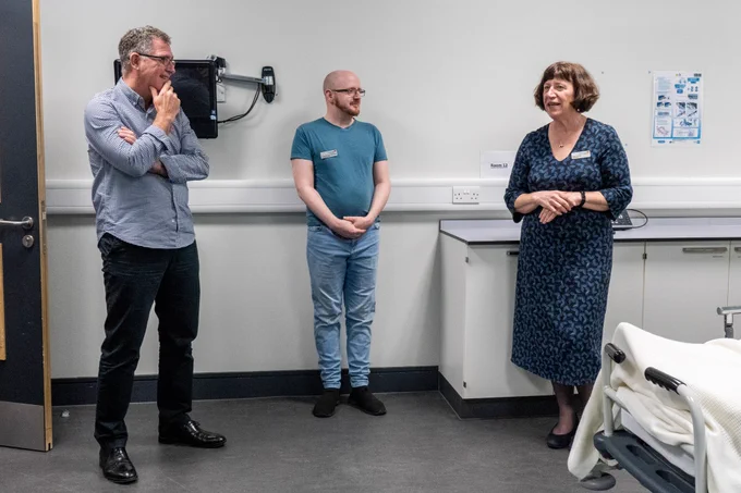 Professor John McKendrick with staff and students in the Simulation & Clinical Skills Centre.