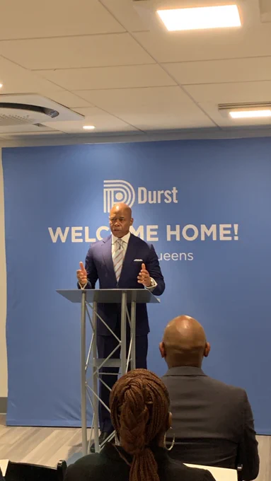 NYC Mayor Eric Adams offers remarks on the opening of the 100% affordable building at 3-24 27th Avenue in Astoria.