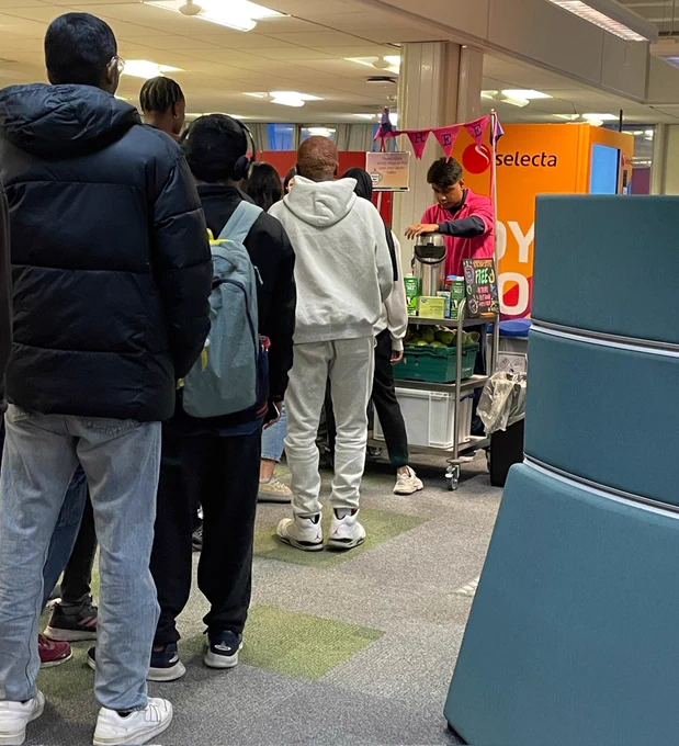 Library night trolley in action in Kimberlin Library