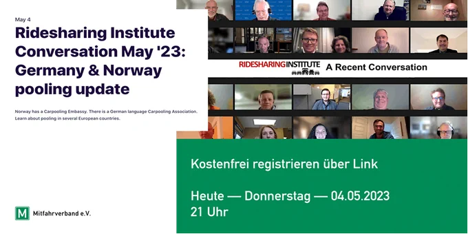 Mitfahrverband ist heute zu Gast beim internationalen Austausch Ridesharing Institute Conversation