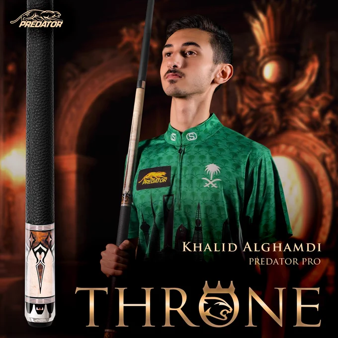 SVB Open Champion Khalid Alghamdi conquers the table with the Throne 3-4 pool cue, complete with a REVO 11.8 Shaft.