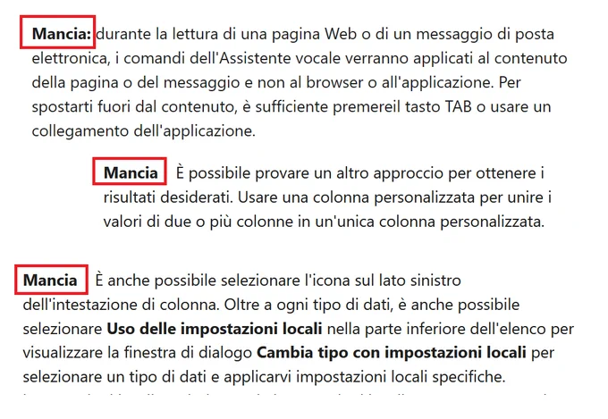 Vari esempi da pagine del supporto tecnico in cui "tip" è stato tradotto con "mancia"