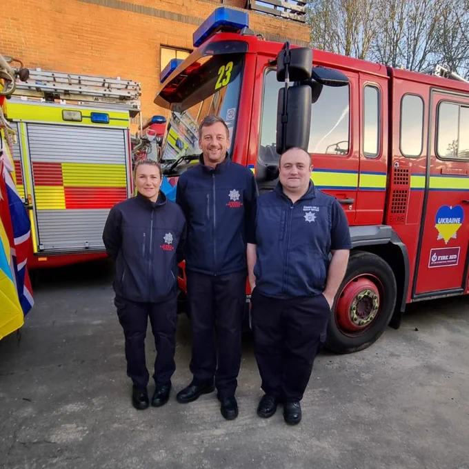 Three volunteers from Cumbria Fire & Rescue Service who have volunteered to take part in the convoy