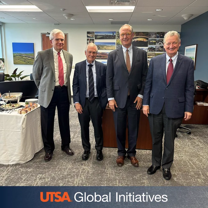 Today, President Eighmy welcomed Ricardo Saldivar, the President of the Board at the Instituto Tecnologico y de Estudios Superiores de Monterrey, and Raul Rodriguez, VP of Internationalization from  (@Tec de Monterrey) to the President’s Suite to discuss our engagement over the years and future plans. Legendary Texas businessman and UTSA benefactor, Carlos Alvarez was also in attendance to share his insightful perspective to advance this important partnership for both cities. 