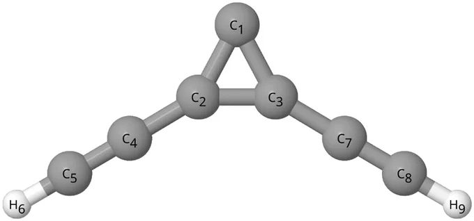 Molecular structure of c-C3 (C2H)2.