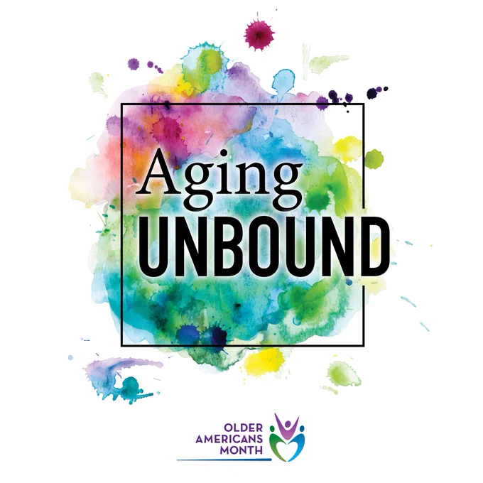 Aging Unbound Watercolor Logo. Older Americans Month. ACL.gov/OAM