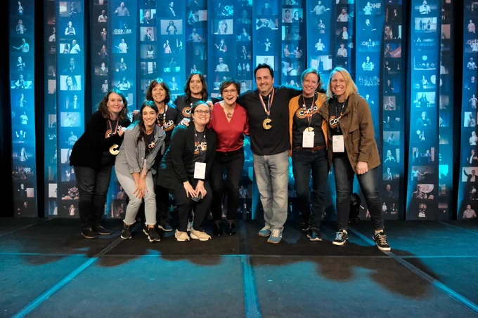 Confab staff on the main conference stage.