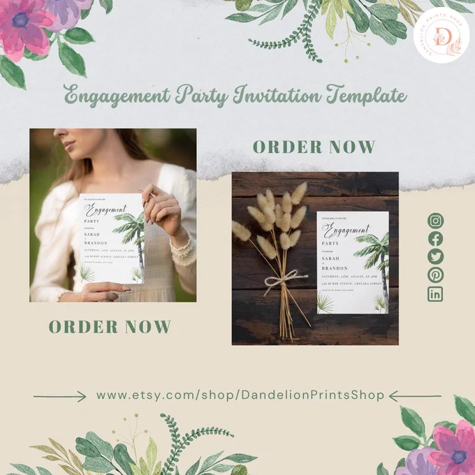 👉 Engagement Party Invitation Template...
.
🎉💌 Get ready to celebrate your engagement in style with our modern and minimalist Engagement Party Invitation Template! 🎉💌

👉 CLICK LINK IN BIO to customize and print your own invitation for just USD 2.80. Add your personal touch and make it unique! 👈

This digital engagement party invitation is available for instant download, and comes with an editable Canva template for easy customization. You can print it yourself or send it as a digital invite to your guests.

Don't miss out on this affordable and stylish way to announce your engagement party! Order now and get ready to party! 💃🕺
.
🛒Order now ——> https://cutt.ly/K55J2mU
👉 Visit our website: www.etsy.com/shop/DandelionPrintsShop 🌐
.
#engagementparty #engagementinvitation #printableinvitation #instantdownload #canvatemplates #minimalistdesign #moderninvites #digitalinvites #couplesshower #bridetobe #groomtobe #weddingplanning #weddinginspo
