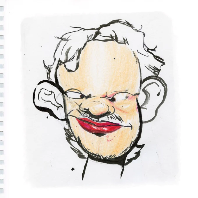 vlush - Mad For No Reason album art. Sketched caricature portrait of vlush wearing a bemused expression drawn on a spiral bound sheet of paper.