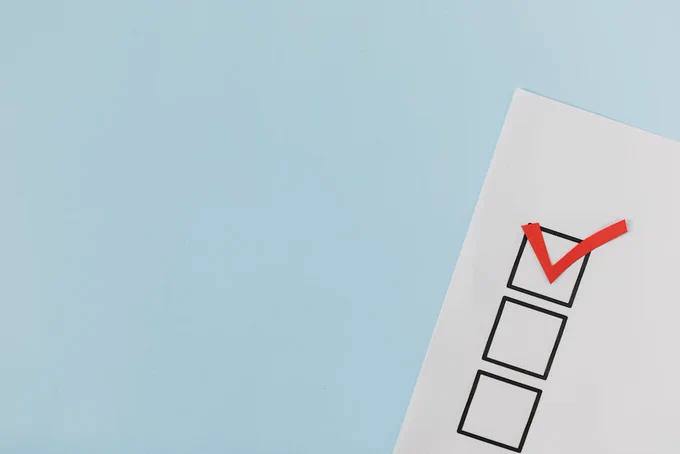 Red Check Mark on Box in Close Up View