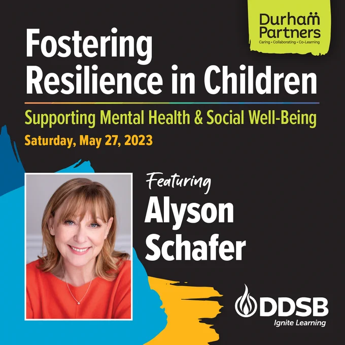 Fostering Resilience in Children
Supporting Mental Health and Social Well-Being
Saturday, May 27, 2023
Featuring Alyson Schafer

Photo of Alyson Schafer smiling.