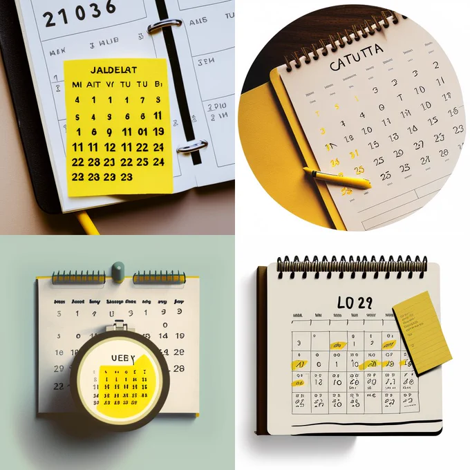Multiple AI generated calendars with gibberish words and numbers, not making any sense