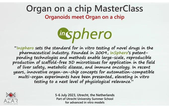 organ on a chip masterclass, utrecht university, azar innovations, insphero, organoids, hands-on training