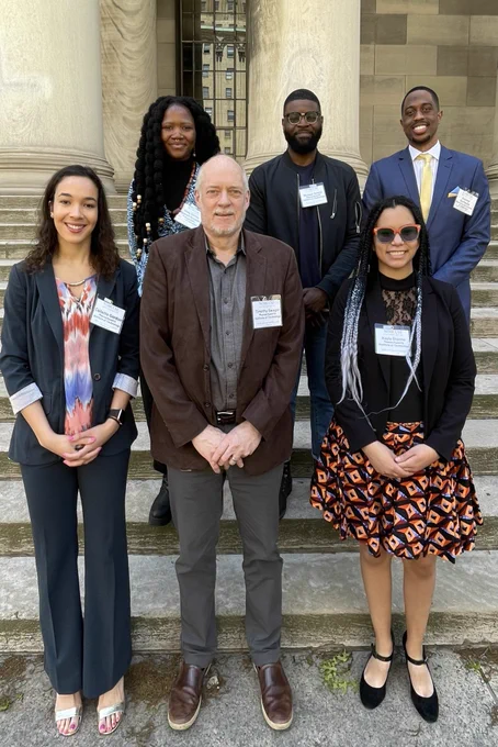 MIT Chemistry Representatives at the Charter II NOBCChE Collaborative meeting. Pictured top row row left to right: Cindy Serena Ngompe Massado, Michael Ocheje, and Andrew Dorfeuille. Bottom row left to right: Collette Gordon, Prof. Timothy Swager, and Kayla Storme.