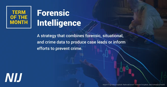Term of the Month. Forensic Intelligence. A strategy that combines forensic, situational, and crime data to produce case leads or inform efforts to prevent crime. NIJ. 