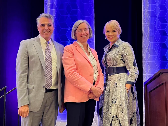 FNS Deputy Under Secretary Stacy Dean joins Luis Guardia (FRAC) and Claire Babineaux-Fontenot (Feeding America) in photo.