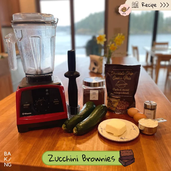 Ingredients needed for your zucchini brownies, displayed over a stunning background!