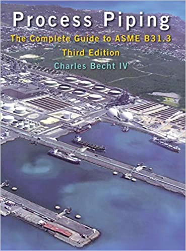 "Process Piping: The Complete Guide to ASME B31.3" is a comprehensive reference book written by Charles IV Becht. The book focuses on the ASME B31.3 code, which is the industry standard for the design, fabrication, inspection, and maintenance of process piping systems. The content of the book typically covers the following topics: Introduction to ASME B31.3: This section provides an overview of the ASME B31.3 code, its scope, and its importance in the field of process piping. Design considerations: The book discusses the fundamental principles and considerations involved in the design of process piping systems, including pressure, temperature, material selection, and stress analysis.Materials and fabrication: This section covers the selection of materials for process piping, including various types of metals and non-metals. It also discusses fabrication techniques and quality control measures.